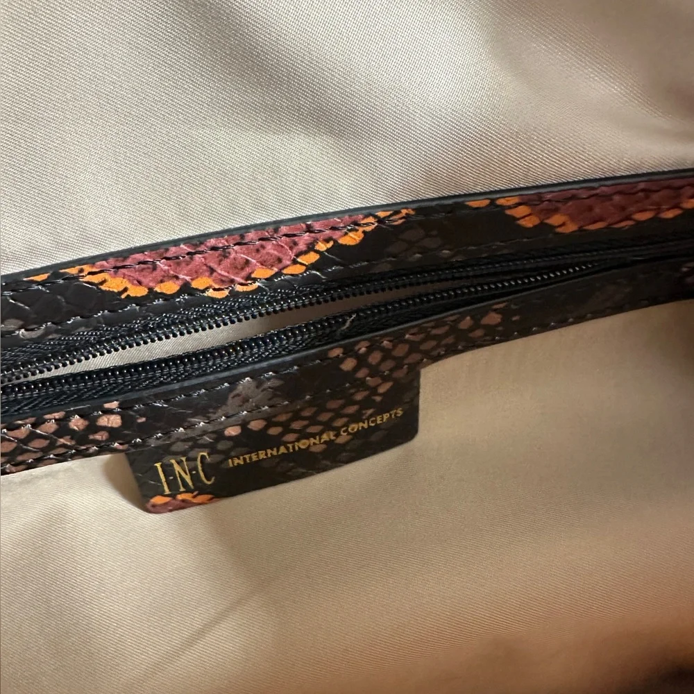 INC‎ International Concepts Snakeskin Print Bag Gold Chain Handle Strap Purse